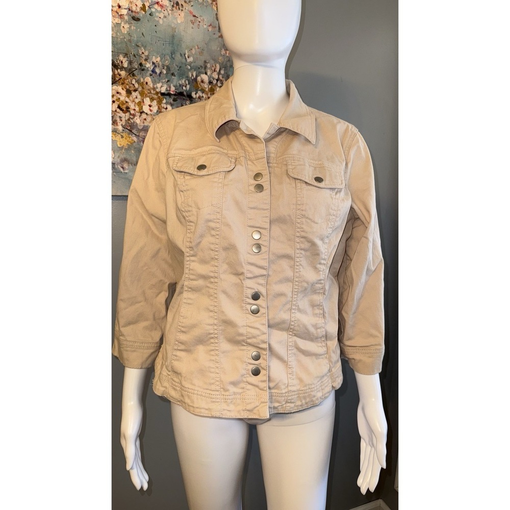 Westport 1962 Womens BEIGE DOUBLE Snap Button Chest Pockets Spring Jacket Large